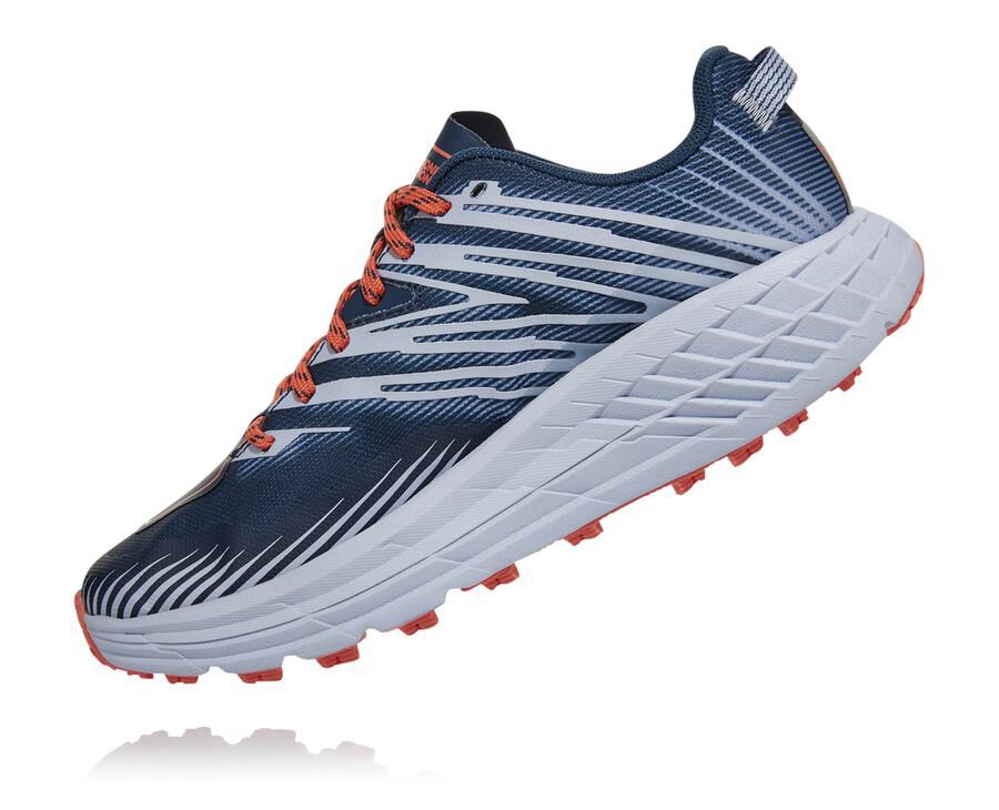 Zapatillas Trail Hoka One One Mujer - Speedgoat 4 - Azul Marino/Blancas - JDQ013452